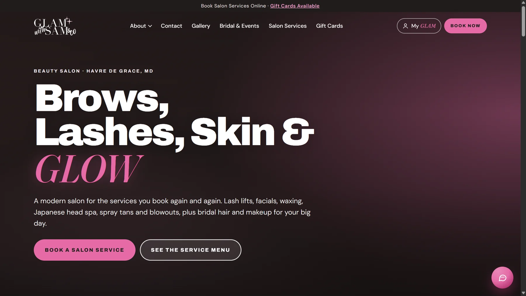 Glam with Sam & Co. website