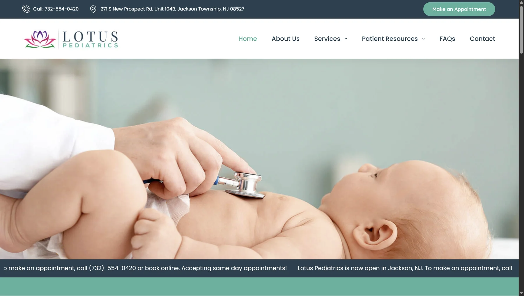Lotus Pediatrics website