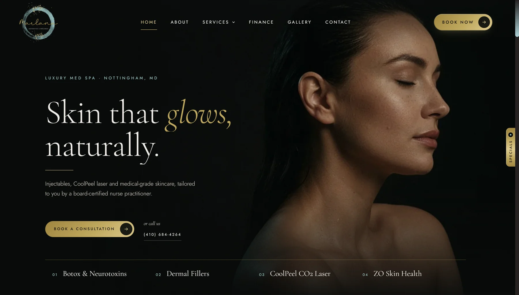 Marlana Aesthetics website